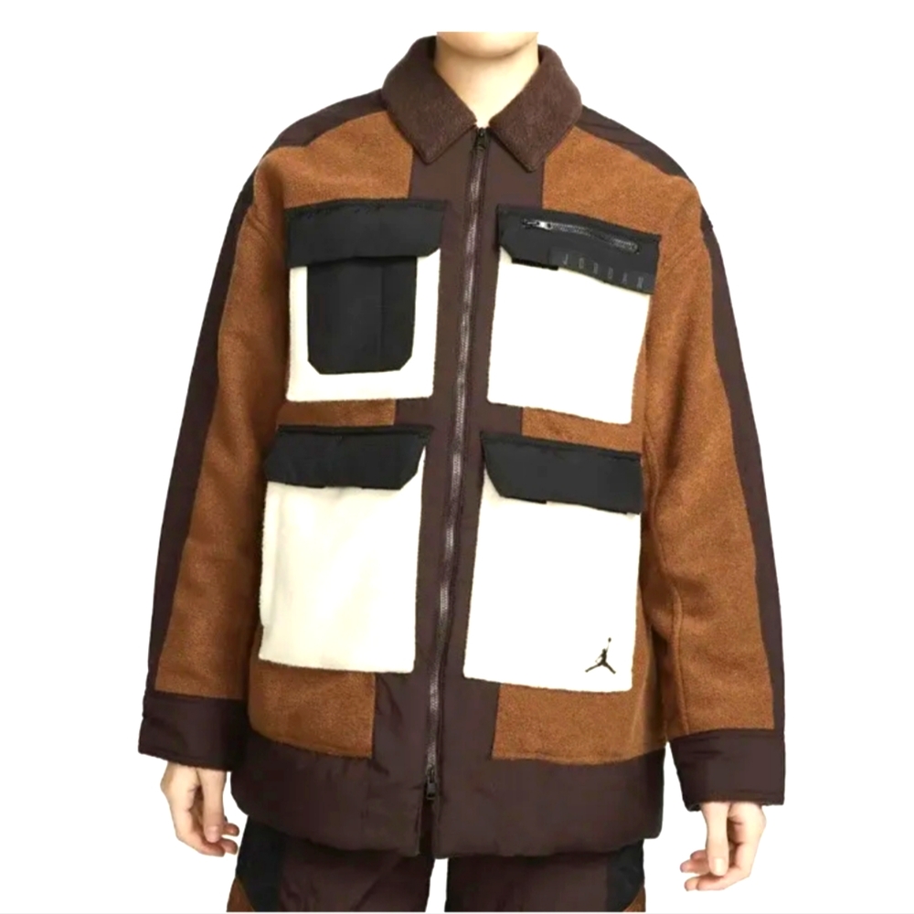 Jordan Brown and Cream Patchwork Jacket/ WITHOUT TAGS… WORN 2x….WONDERFUL WARMTH